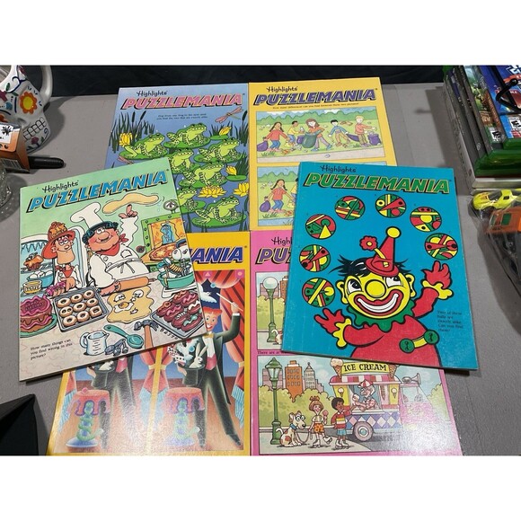 Highlights Puzzlemania Magazines Unused 1990's Puzzle Books Lot Of 6 - Picture 1 of 5